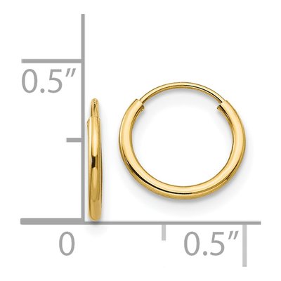 14K Yellow Gold 10mm Endless Hoop Earrings – view 4