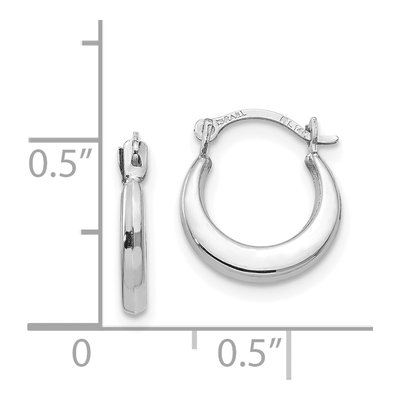 14K White Gold 12mm Small Hoop Earrings – view 5