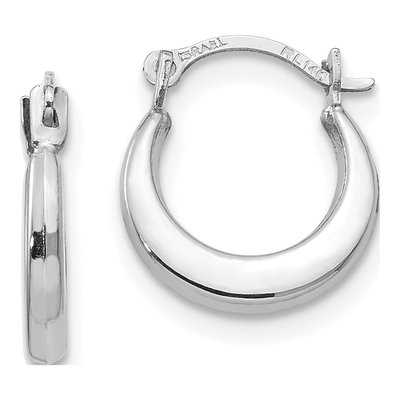 14K White Gold 12mm Small Hoop Earrings