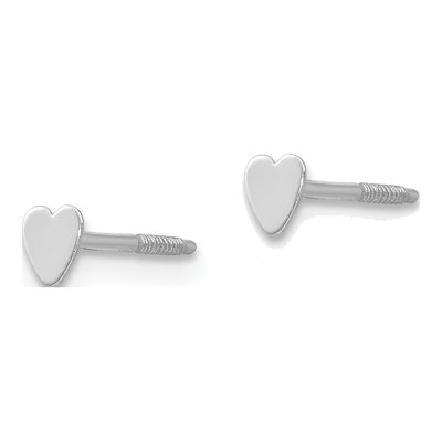 14K White Gold Tiny Heart Baby Stud Earrings – view 3