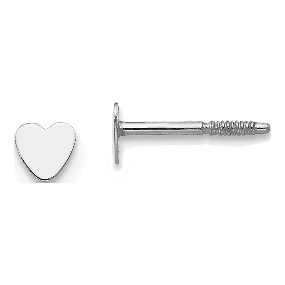 14K White Gold Tiny Heart Baby Earrings