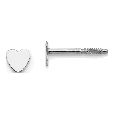 14K White Gold Tiny Heart Baby Stud Earrings