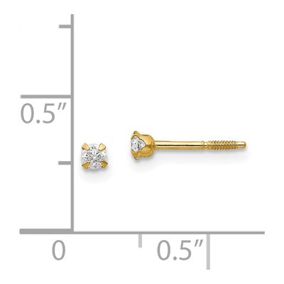 14K Yellow Gold 2.25mm Round CZ Baby Screwback Stud Earrings – view 5