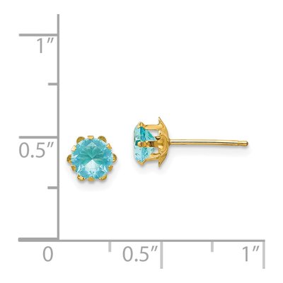 14K Yellow Gold 5mm CZ March Birthstone Stud Earrings – view 5