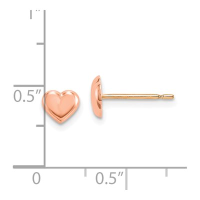 14K Rose Gold Heart for Girls Stud Earrings – view 5
