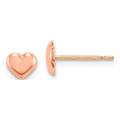 14K Rose Gold Heart for Girls Stud Earrings