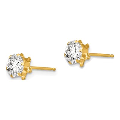 14K Yellow Gold 5mm CZ April Birthstone Stud Earrings – view 3