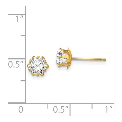 14K Yellow Gold 5mm CZ April Birthstone Stud Earrings – view 5