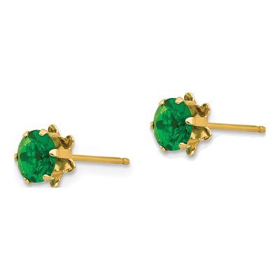 14K Yellow Gold 5mm CZ May Birthstone Stud Earrings – view 3