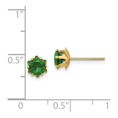 14K Yellow Gold 5mm CZ May Birthstone Stud Earrings – view 5