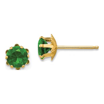 14K Yellow Gold 5mm CZ May Birthstone Stud Earrings