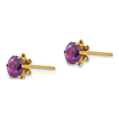 14K Yellow Gold 5mm CZ June Birthstone Stud Earrings – view 3