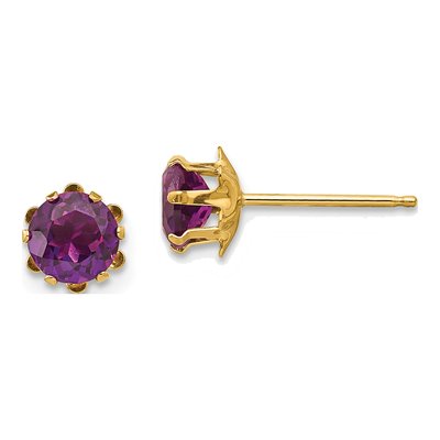 14K Yellow Gold 5mm CZ June Birthstone Stud Earrings