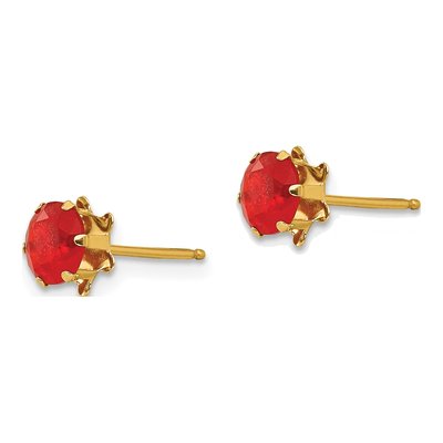 14K Yellow Gold CZ July Birthstone Stud Earrings – view 3