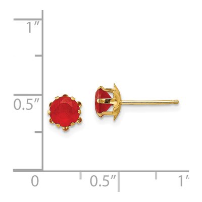 14K Yellow Gold CZ July Birthstone Stud Earrings – view 5