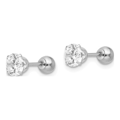 14K White Gold 5mm Round CZ Ball Reversible Stud Earrings – view 2