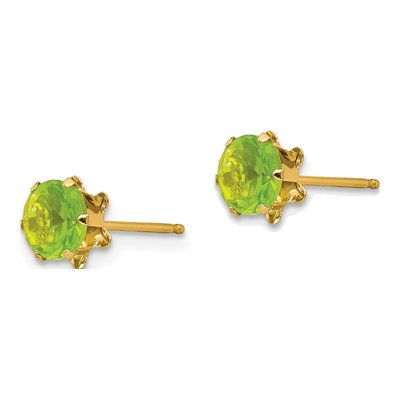 14K Yellow Gold 5mm CZ August Birthstone Stud Earrings – view 3