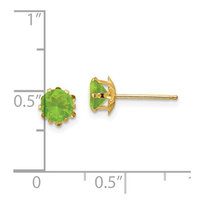 14K Yellow Gold 5mm CZ August Birthstone Stud Earrings – view 5