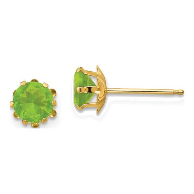 14K Yellow Gold 5mm CZ August Birthstone Stud Earrings