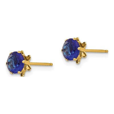 14K Yellow Gold 5mm CZ September Birthstone Stud Earrings – view 3