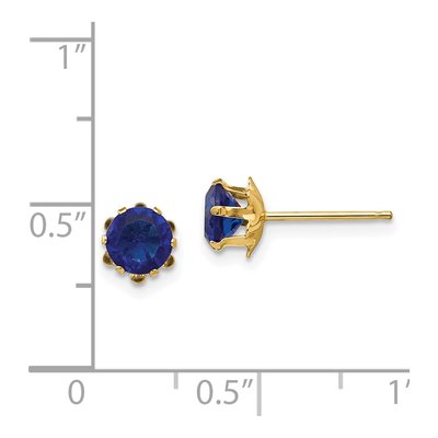14K Yellow Gold 5mm CZ September Birthstone Stud Earrings – view 5