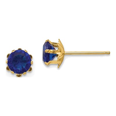 14K Yellow Gold 5mm CZ September Birthstone Stud Earrings