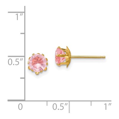 14K Yellow Gold 5mm CZ October Birthstone Stud Earrings – view 5