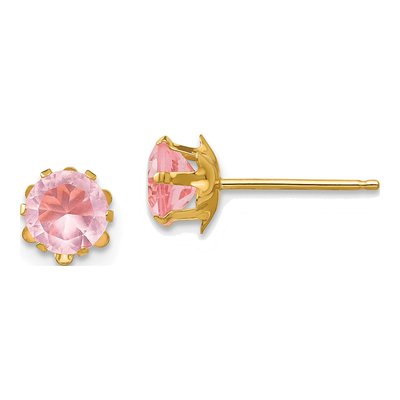 14K Yellow Gold 5mm CZ October Birthstone Stud Earrings