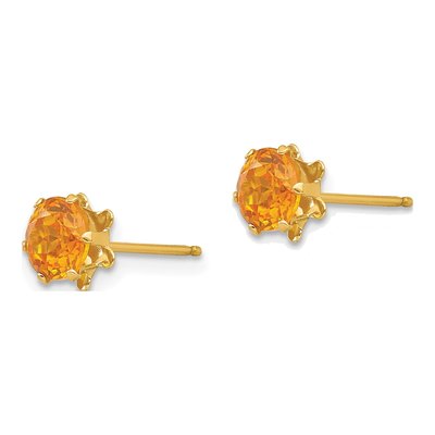 14K Yellow Gold 5mm CZ November Birthstone Stud Earrings – view 3