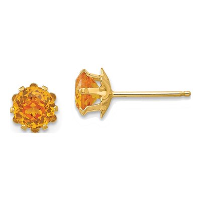 14K Yellow Gold 5mm CZ November Birthstone Stud Earrings