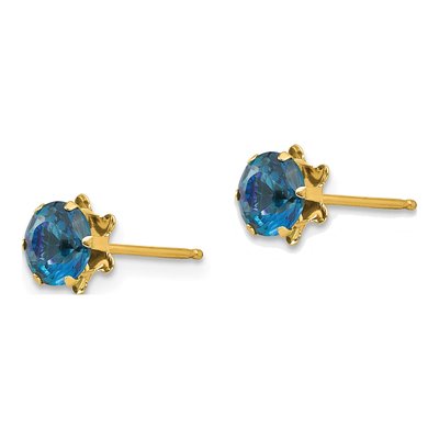 14K Yellow Gold CZ December Birthstone Stud Earrings – view 2