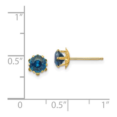 14K Yellow Gold CZ December Birthstone Stud Earrings – view 4