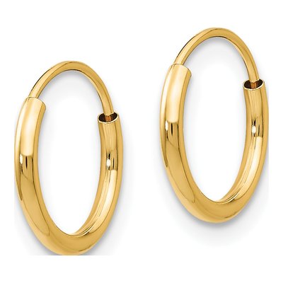 14K Yellow Gold 8mm Endless Hoop Earrings – view 2