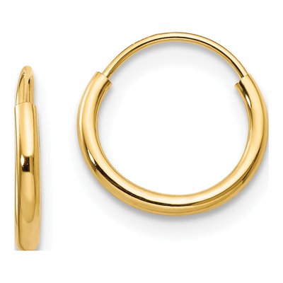 14K Yellow Gold 8mm Endless Hoop Earrings