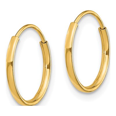 14K Yellow Gold 12mm Endless Hoop Earrings – view 3