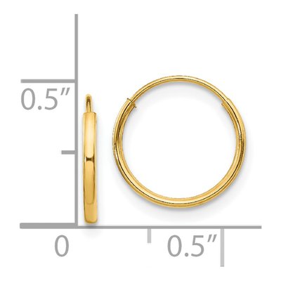 14K Yellow Gold 12mm Endless Hoop Earrings – view 5