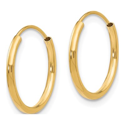 14K Yellow Gold 13mm Endless Hoop Earrings – view 3