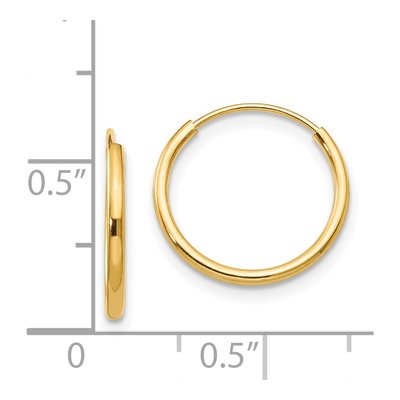 14K Yellow Gold 13mm Endless Hoop Earrings – view 5