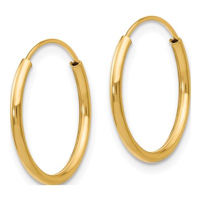 14K Yellow Gold 15mm Endless Hoop Earrings – view 3