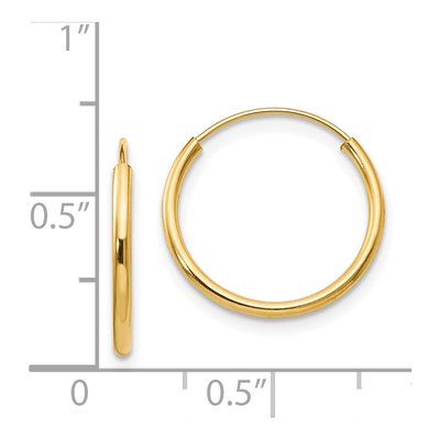 14K Yellow Gold 15mm Endless Hoop Earrings – view 5