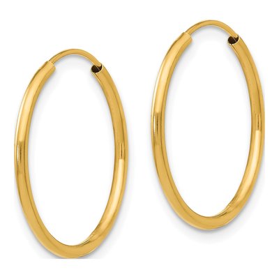 14K Yellow Gold 17mm Endless Hoop Earrings – view 3