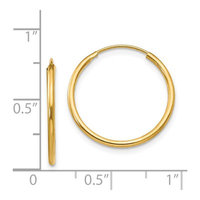 14K Yellow Gold 17mm Endless Hoop Earrings – view 5