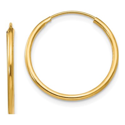 14K Yellow Gold 17mm Endless Hoop Earrings