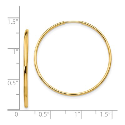 14K Yellow Gold 33mm Endless Hoop Earrings – view 5