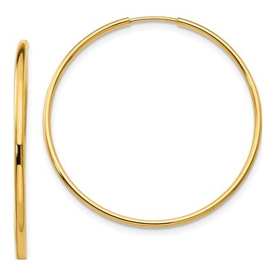 14K Yellow Gold 33mm Endless Hoop Earrings