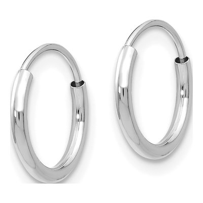 14K White Gold 8mm Endless Hoop Earrings – view 2