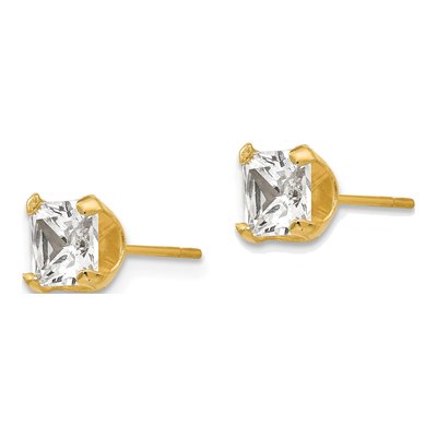 14K Yellow Gold 5mm CZ Square Stud Earrings – view 3