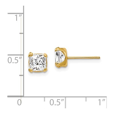 14K Yellow Gold 5mm CZ Square Stud Earrings – view 5