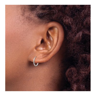 14K White Gold 12mm Endless Hoop Earrings – view 4