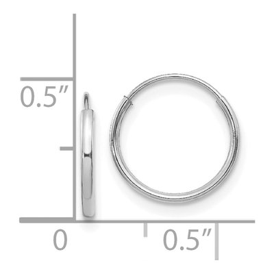 14K White Gold 12mm Endless Hoop Earrings – view 5